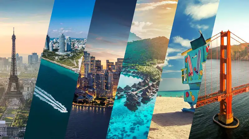 Collage de destinations à travers le monde